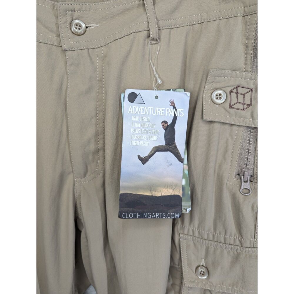 NWT Clothing Arts Pick-Pocket Proof Adventure Travel Pants Sz 36 Khaki Nylon - Picture 6 of 10